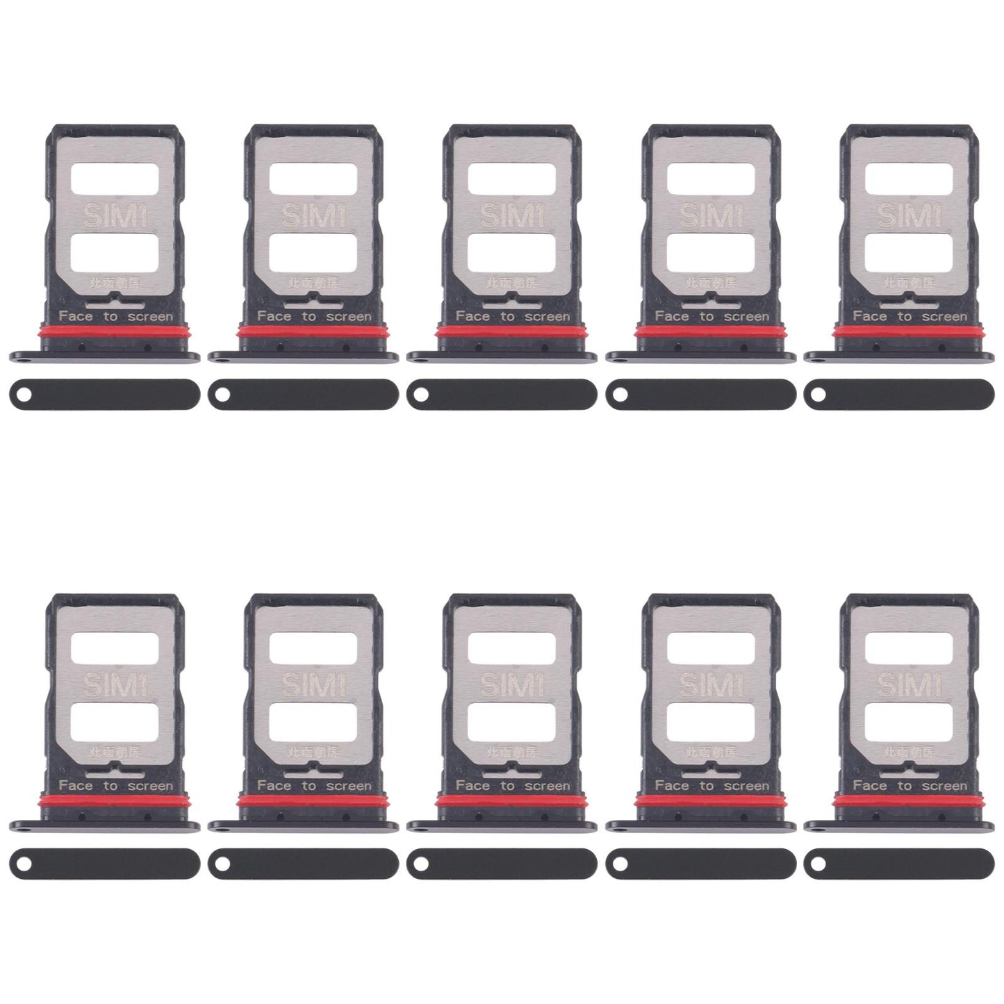 For Xiaomi Redmi K70 10pcs SIM Card Tray + SIM Card Tray (Black)