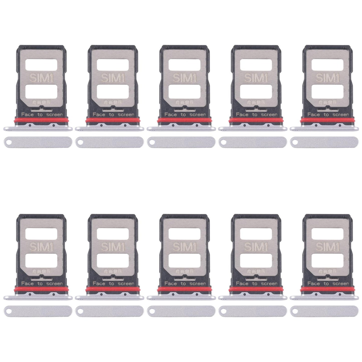 For Xiaomi Redmi K70 10pcs SIM Card Tray + SIM Card Tray (Silver)