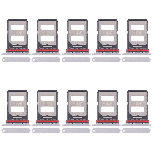 For Xiaomi Redmi K70 10pcs SIM Card Tray + SIM Card Tray (Silver)