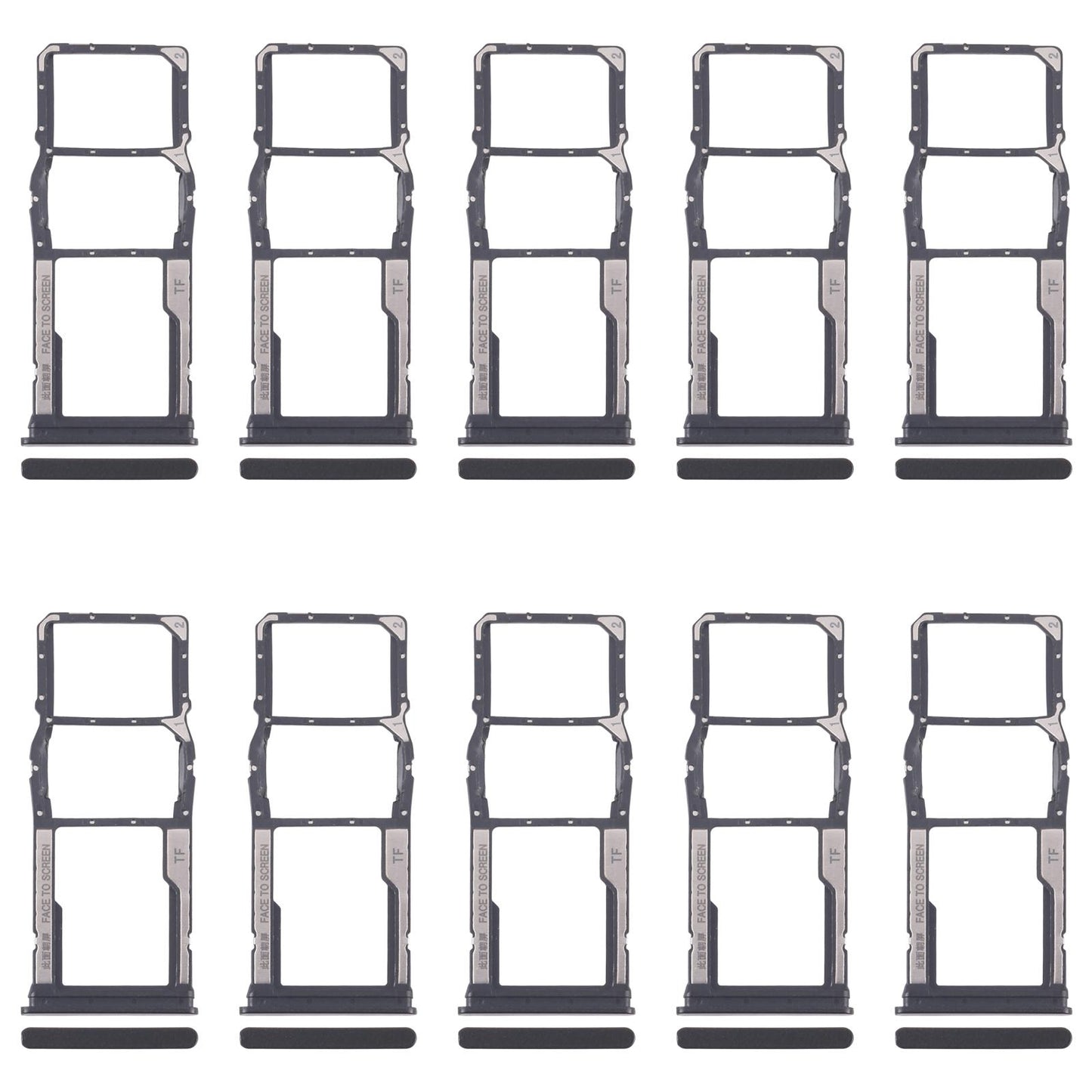 For Xiaomi Redmi 13C 5G 10pcs SIM Card Tray + SIM Card Tray + Micro SD Card Tray (Black)