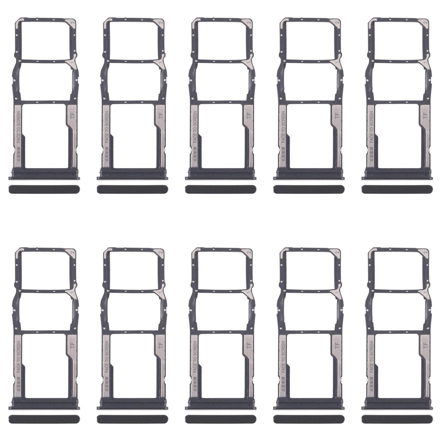 For Xiaomi Redmi 13C 5G 10pcs SIM Card Tray + SIM Card Tray + Micro SD Card Tray (Black)