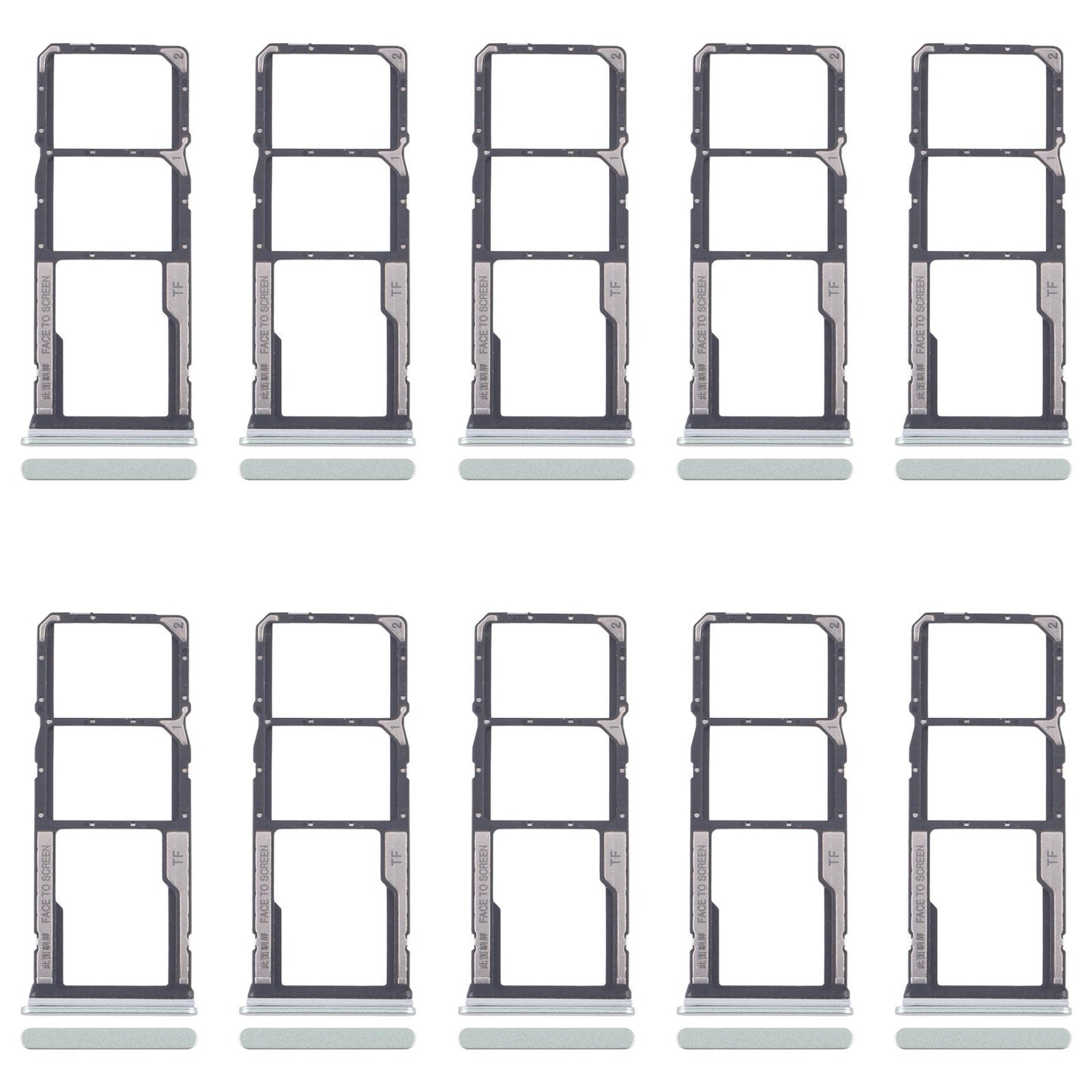 For Xiaomi Redmi 13C 5G 10pcs SIM Card Tray + SIM Card Tray + Micro SD Card Tray (Green)