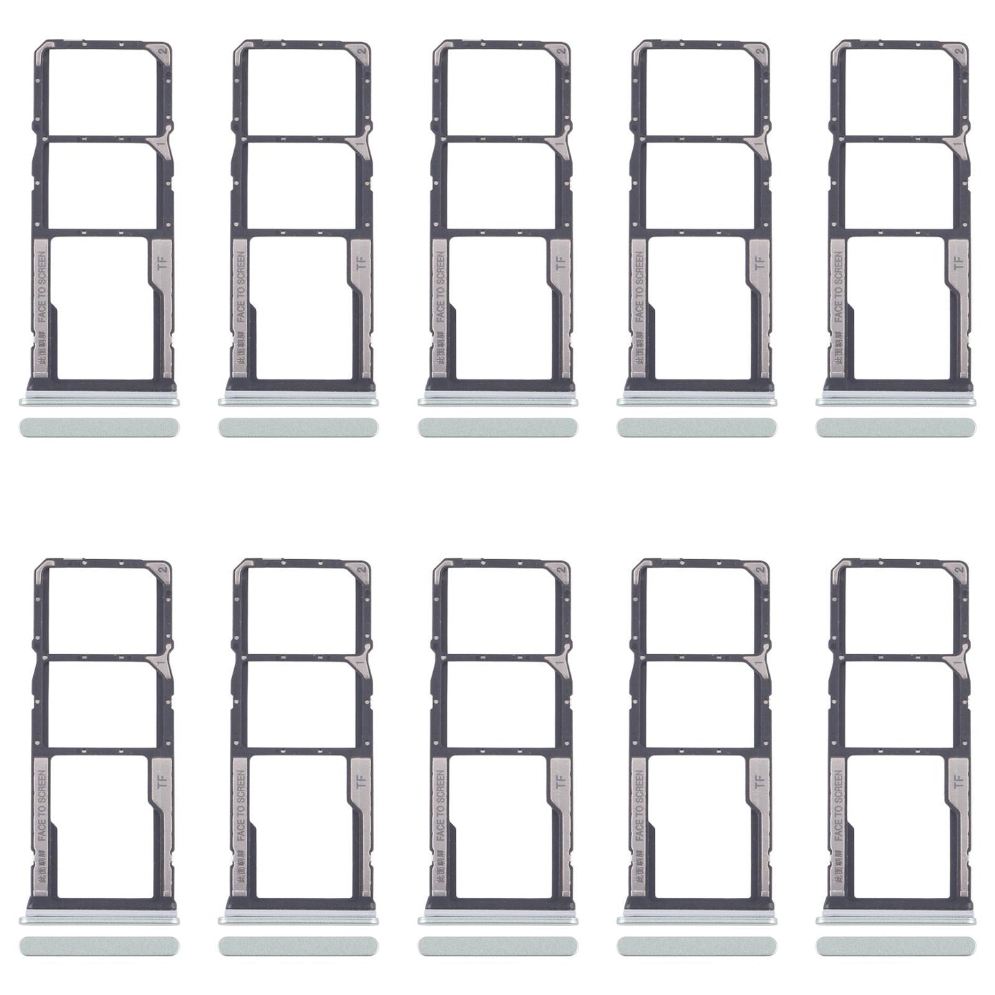 For Xiaomi Redmi 13C 5G 10pcs SIM Card Tray + SIM Card Tray + Micro SD Card Tray (Green)