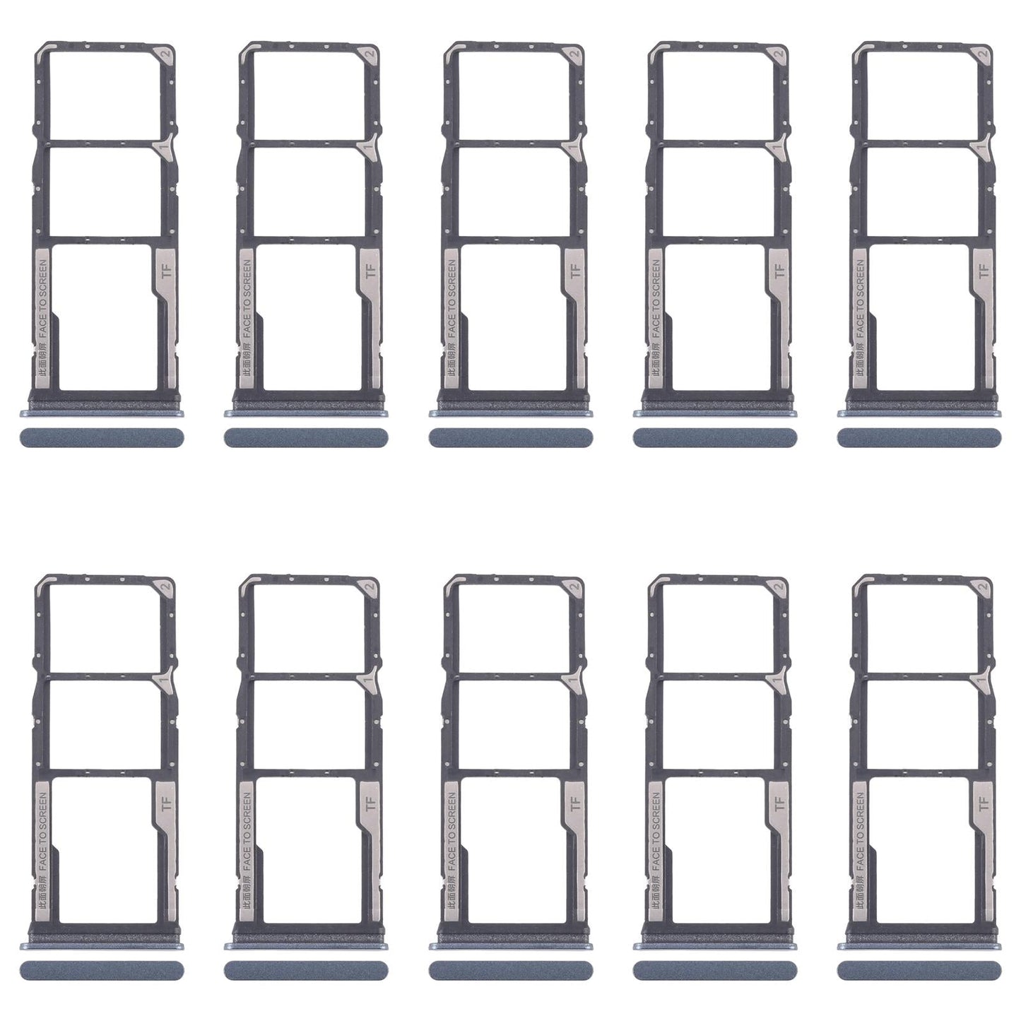 For Xiaomi Redmi 13C 5G 10pcs SIM Card Tray + SIM Card Tray + Micro SD Card Tray (Blue)
