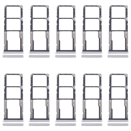 For Xiaomi Redmi 13C 5G 10pcs SIM Card Tray + SIM Card Tray + Micro SD Card Tray (Silver)