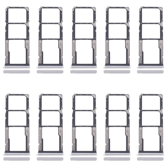 For Xiaomi Redmi 13C 5G 10pcs SIM Card Tray + SIM Card Tray + Micro SD Card Tray (Silver)
