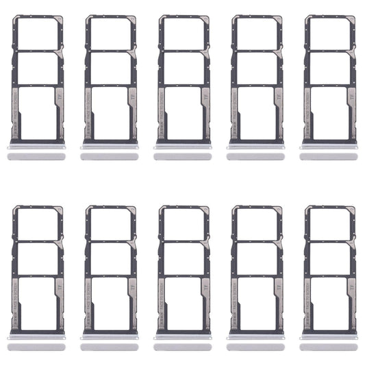 For Xiaomi Redmi 13C 5G 10pcs SIM Card Tray + SIM Card Tray + Micro SD Card Tray (Silver)