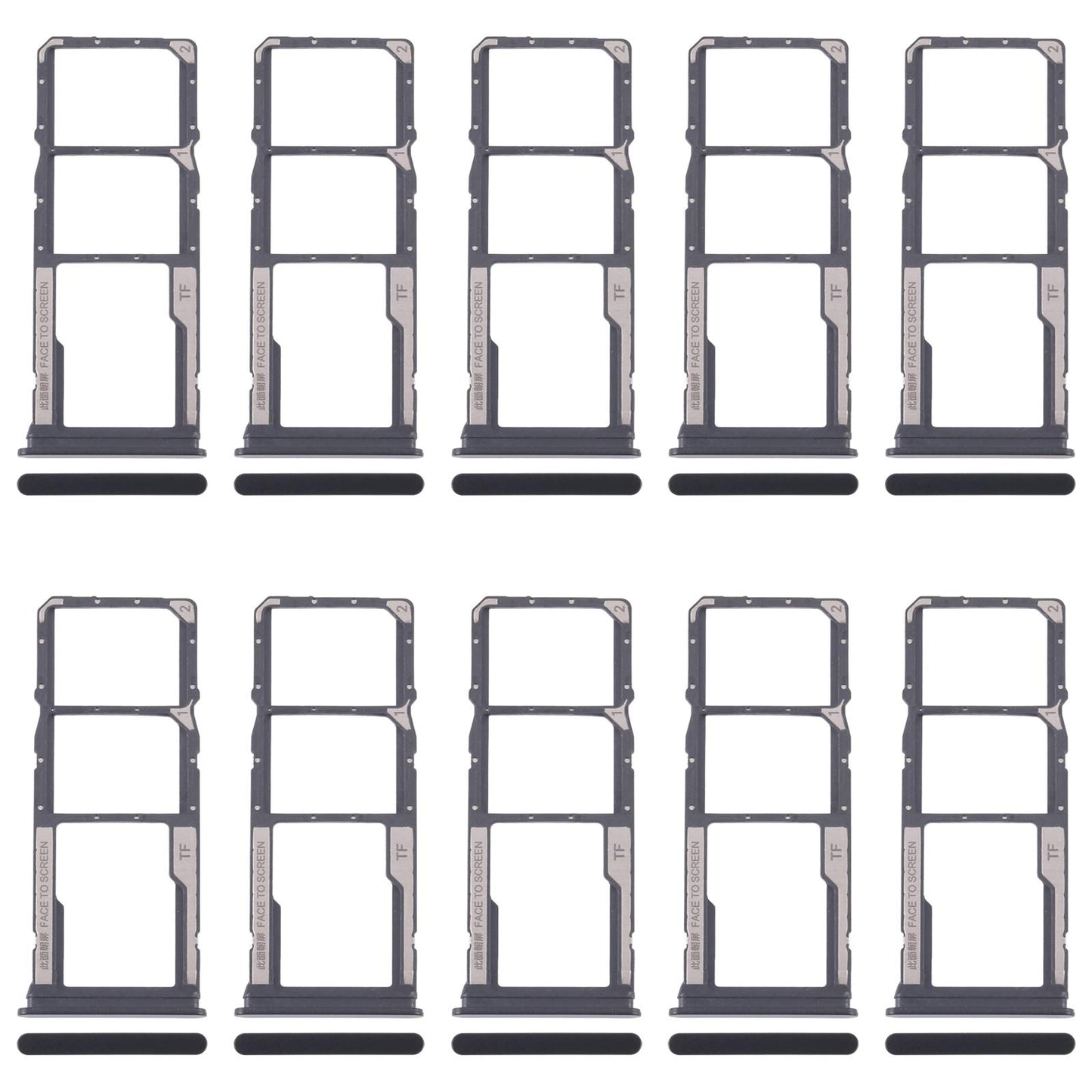 For Xiaomi Redmi 14C 5G 10pcs SIM Card Tray + SIM Card Tray + Micro SD Card Tray (Black)