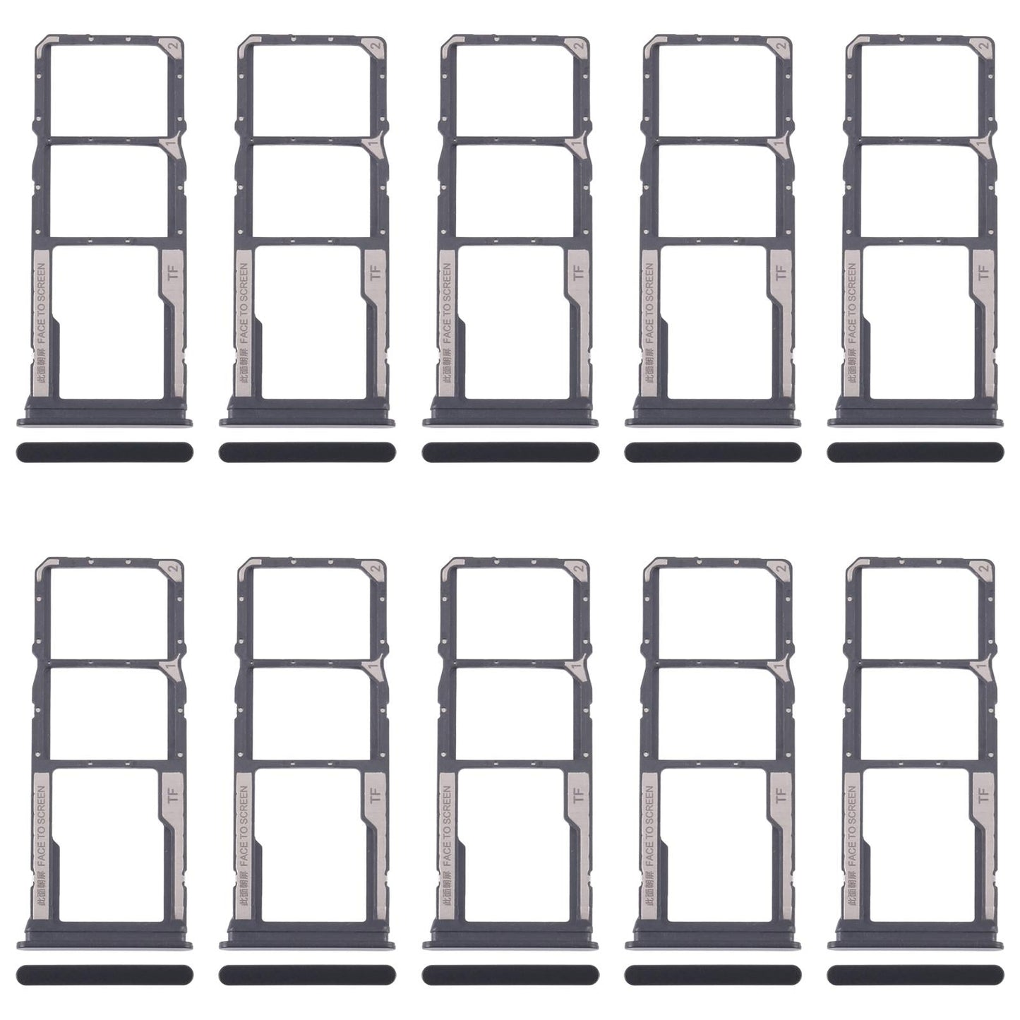 For Xiaomi Redmi 14C 5G 10pcs SIM Card Tray + SIM Card Tray + Micro SD Card Tray (Black)