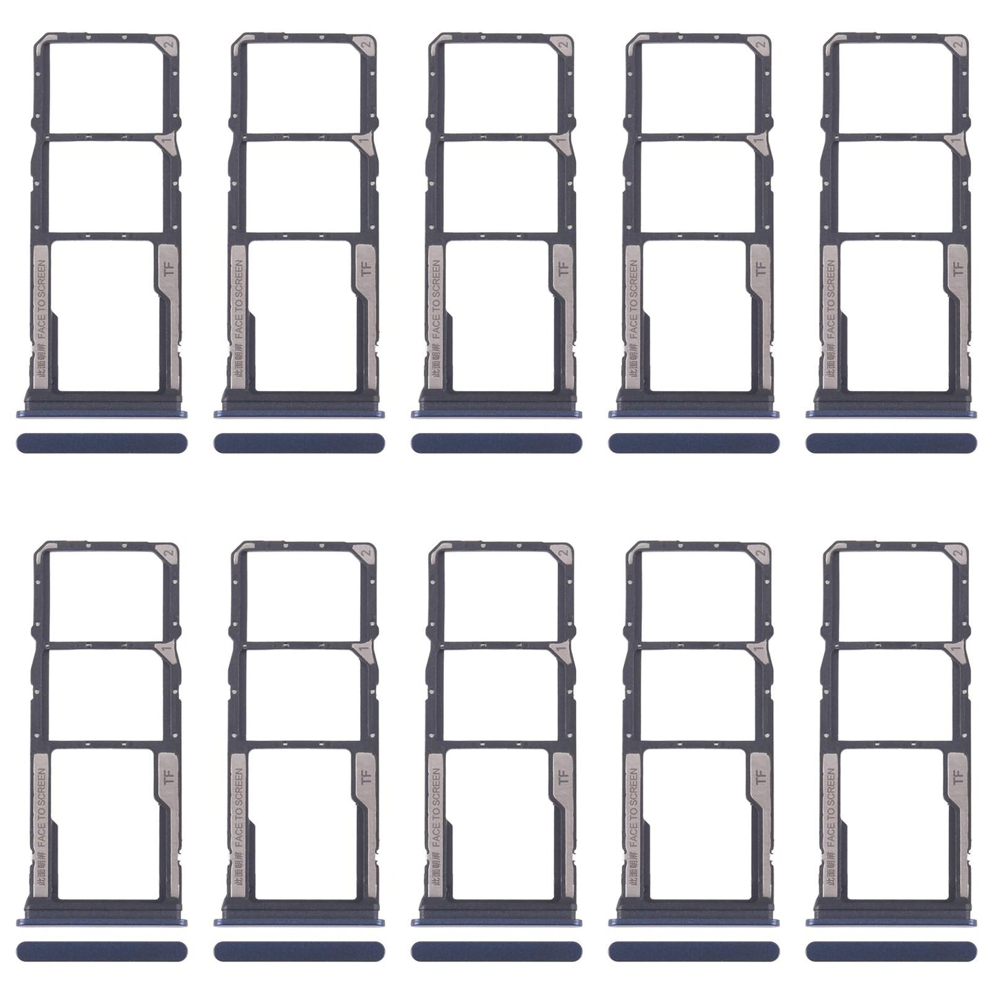 For Xiaomi Redmi 14C 5G 10pcs SIM Card Tray + SIM Card Tray + Micro SD Card Tray (Blue)