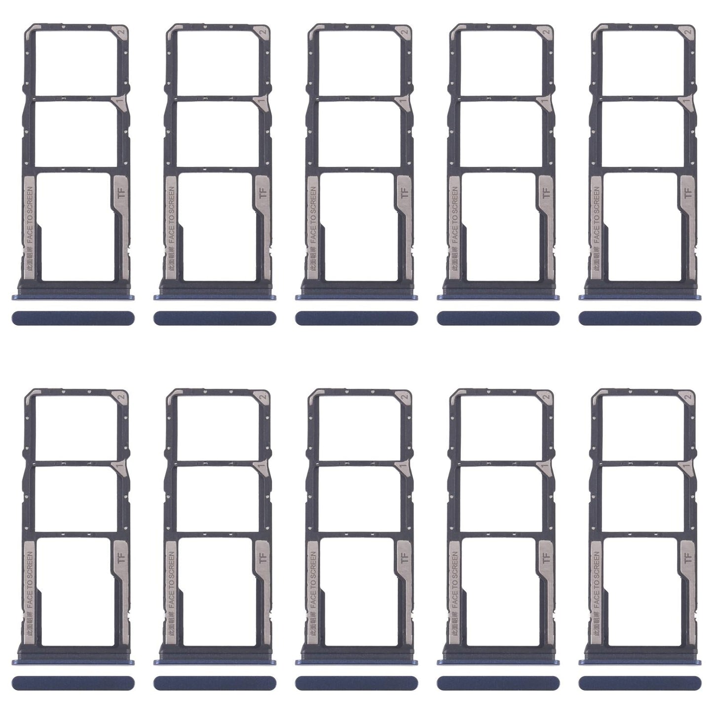 For Xiaomi Redmi 14C 5G 10pcs SIM Card Tray + SIM Card Tray + Micro SD Card Tray (Blue)