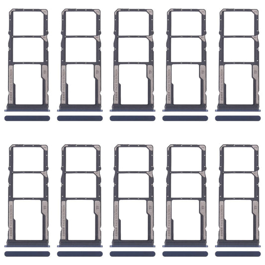 For Xiaomi Redmi 14C 5G 10pcs SIM Card Tray + SIM Card Tray + Micro SD Card Tray (Blue)