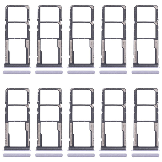 For Xiaomi Redmi 14C 5G 10pcs SIM Card Tray + SIM Card Tray + Micro SD Card Tray (Purple)