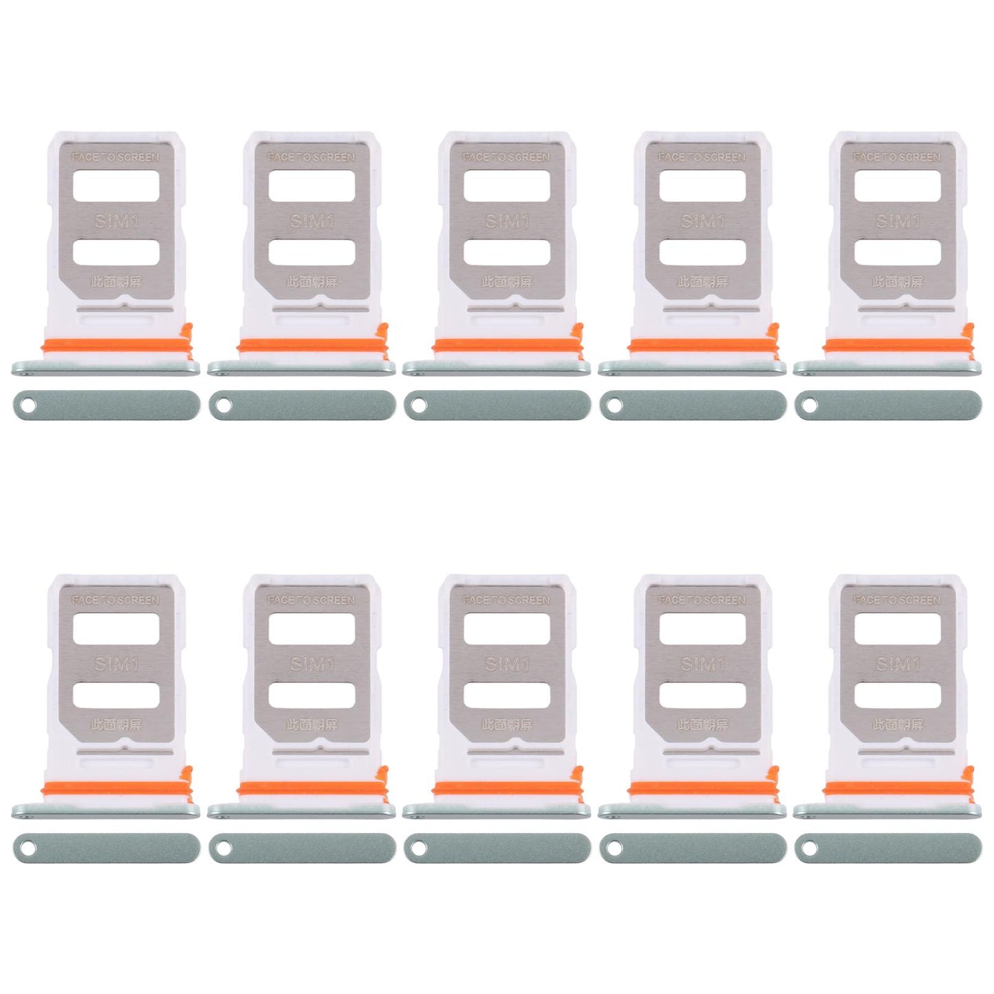 For Xiaomi Poco X7 Pro 10pcs SIM Card Tray + SIM Card Tray (Green)