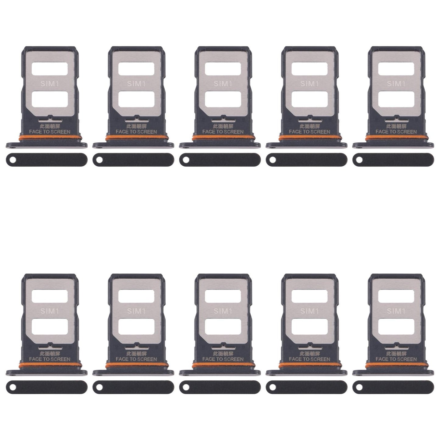 For Xiaomi Poco X6 10pcs SIM Card Tray + SIM Card Tray (Black)