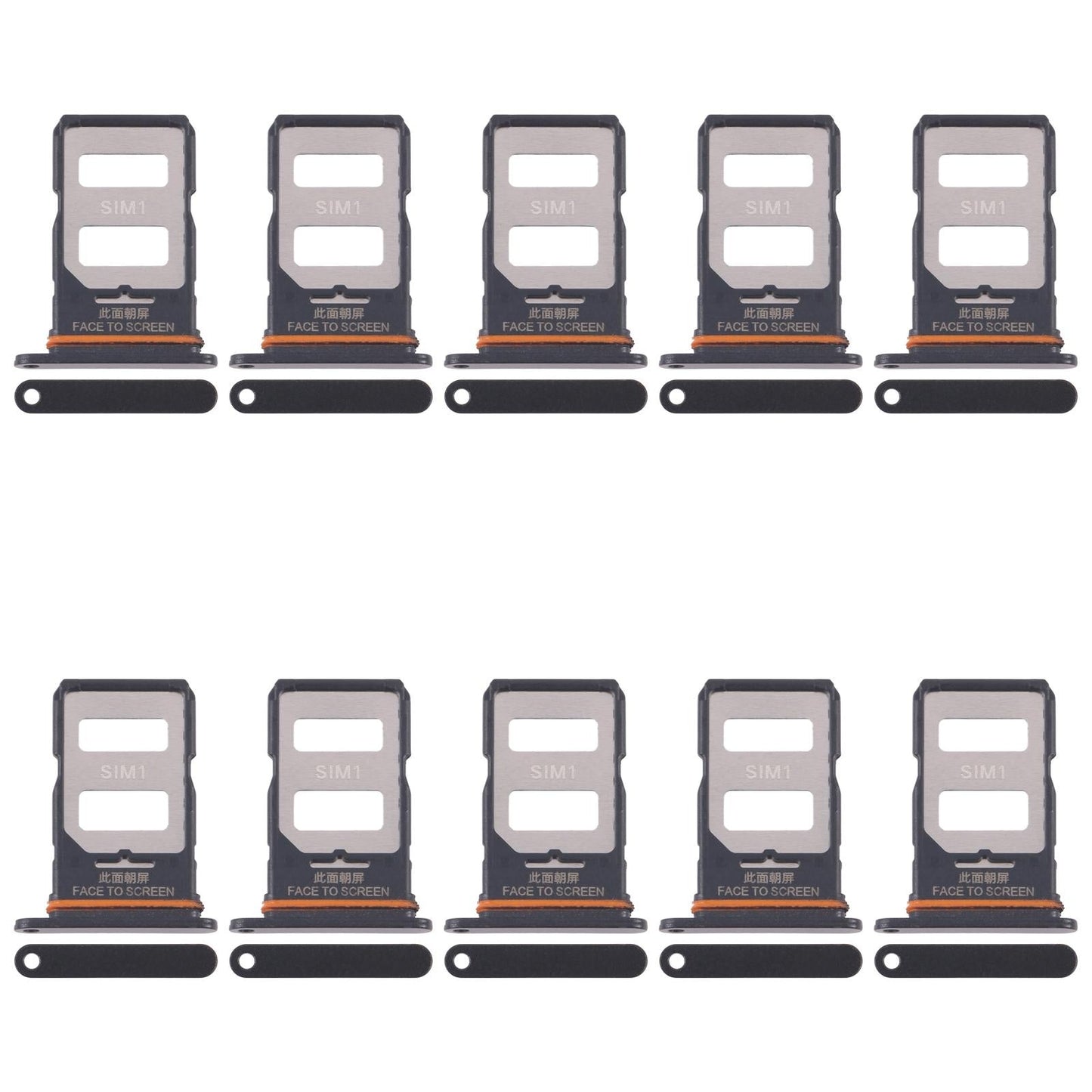 For Xiaomi Poco X6 10pcs SIM Card Tray + SIM Card Tray (Black)