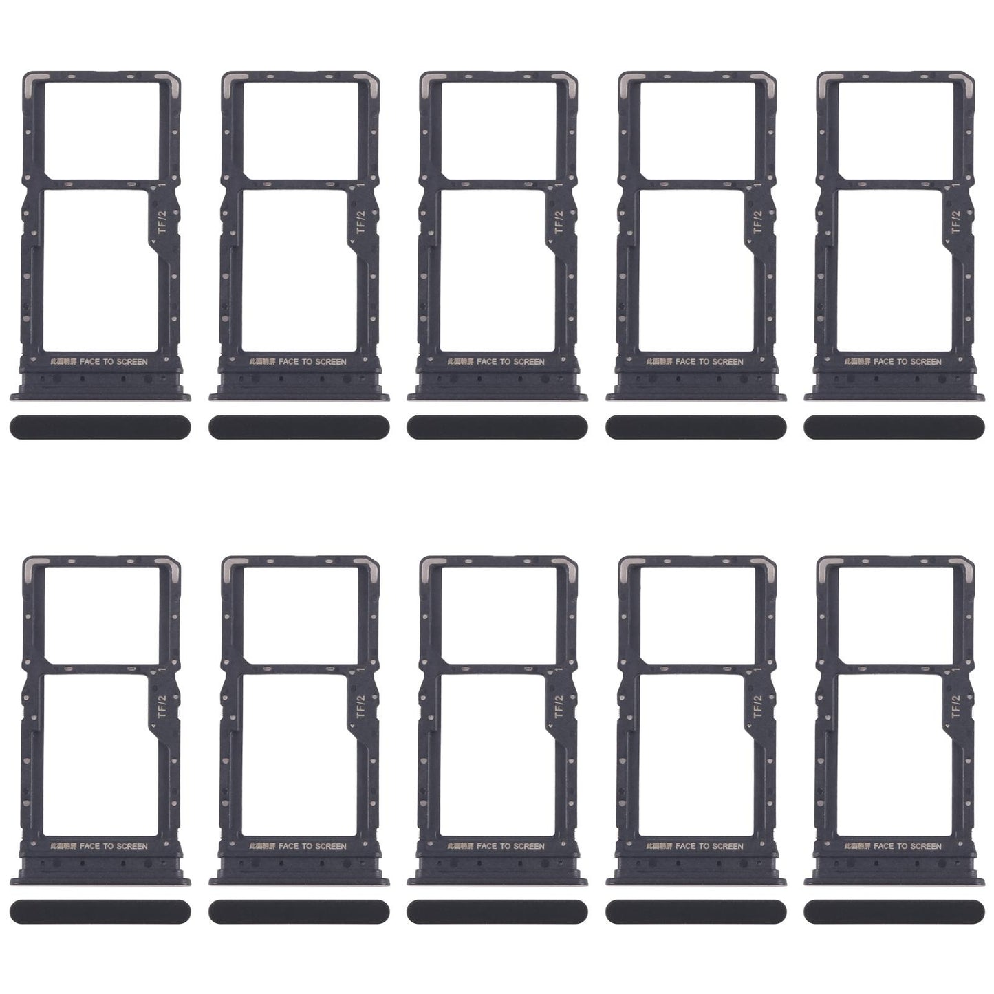 For Xiaomi Redmi 15 5G 10pcs SIM Card Tray + SIM Card Tray / Micro SD Card Tray (Black)