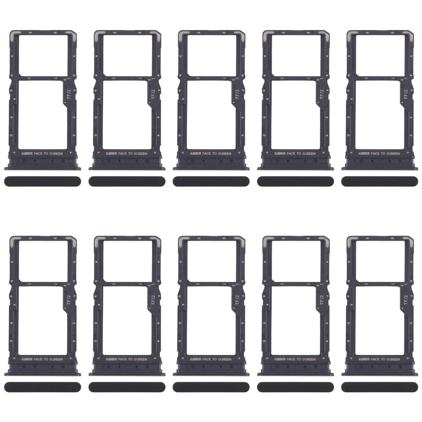 For Xiaomi Redmi 15 5G 10pcs SIM Card Tray + SIM Card Tray / Micro SD Card Tray (Black)