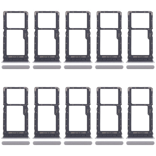 For Xiaomi Redmi 15 5G 10pcs SIM Card Tray + SIM Card Tray / Micro SD Card Tray (Silver)