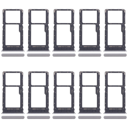 For Xiaomi Redmi 15 5G 10pcs SIM Card Tray + SIM Card Tray / Micro SD Card Tray (Silver)