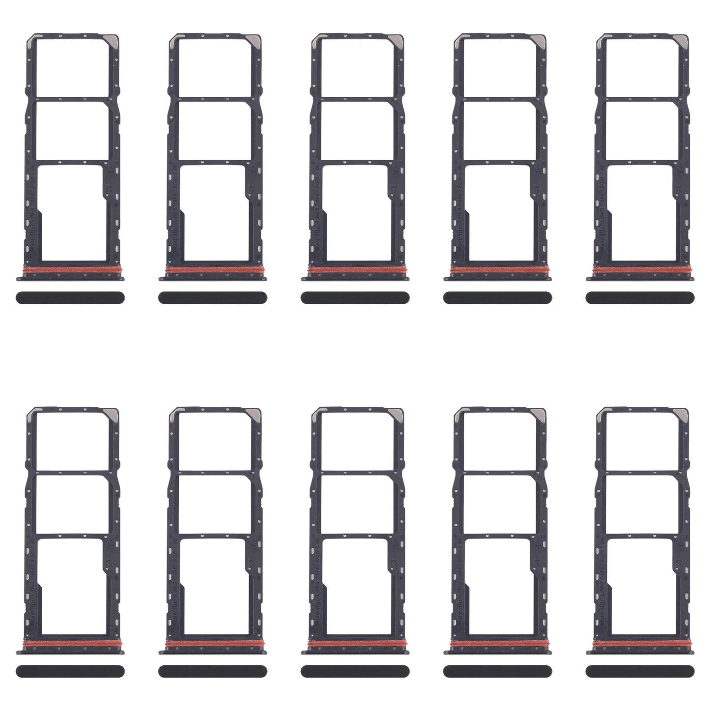 For Xiaomi Redmi A5 4G 10pcs SIM Card Tray + SIM Card Tray + Micro SD Card Tray (Black)