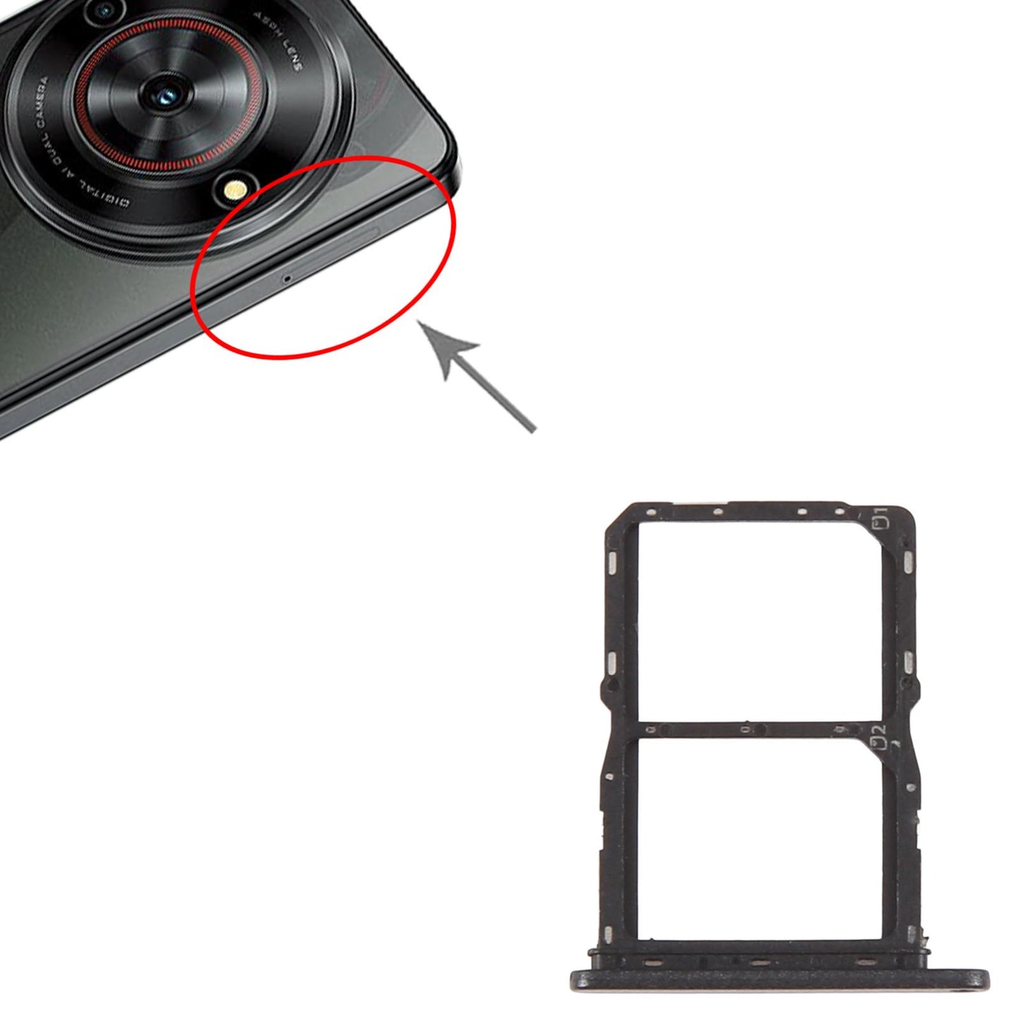 For ZTE Blade A75 5G Z2357N SIM Card Tray + SIM Card Tray (Black)