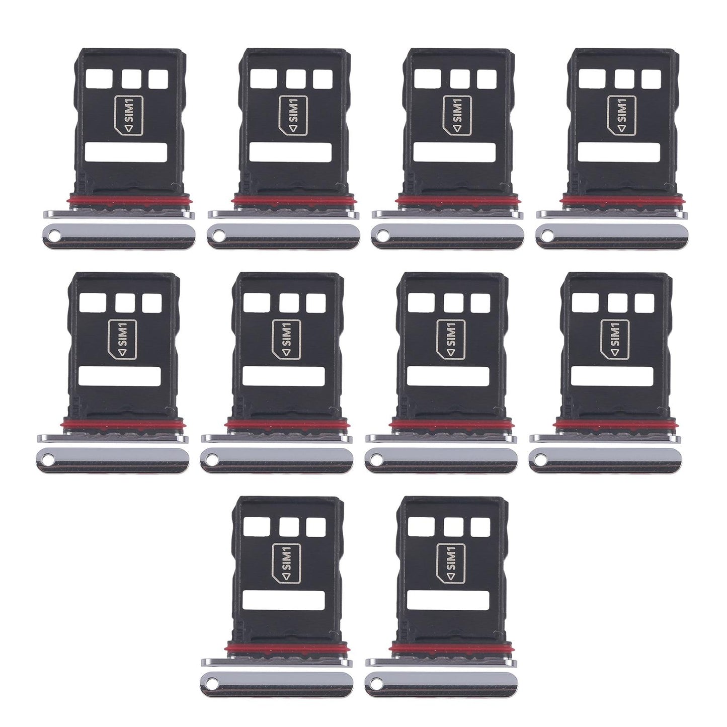 For Huawei Pocket 2 10pcs Original SIM Card Tray + NM Card Tray (Black)