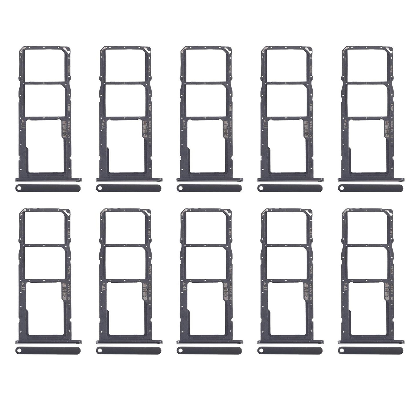 For Huawei Enjoy 20e 10pcs Original SIM Card Tray + SIM Card Tray + Micro SD Card Tray (Black)