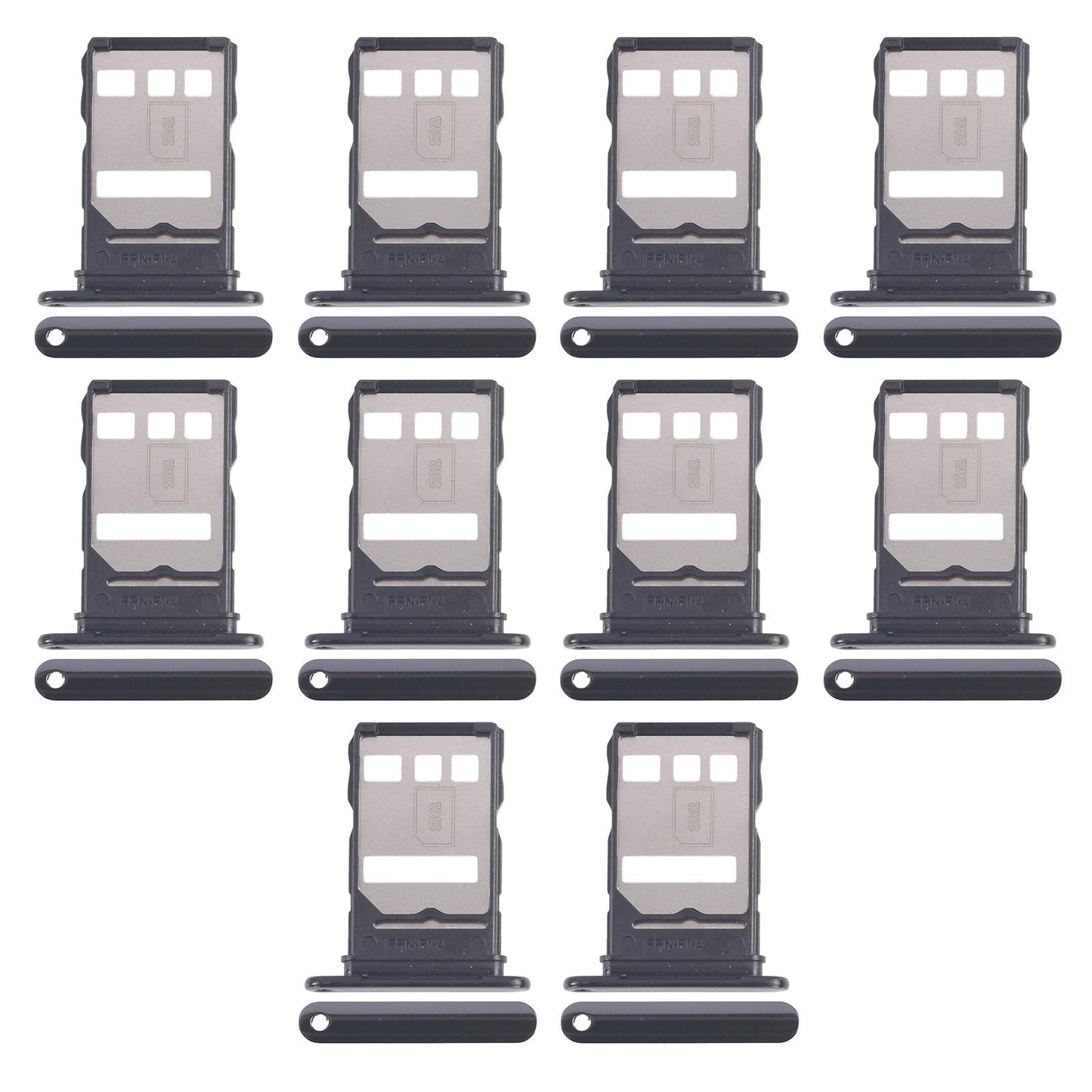 For Huawei Enjoy 20 Plus 10pcs Original SIM Card Tray + NM Card Tray (Black)
