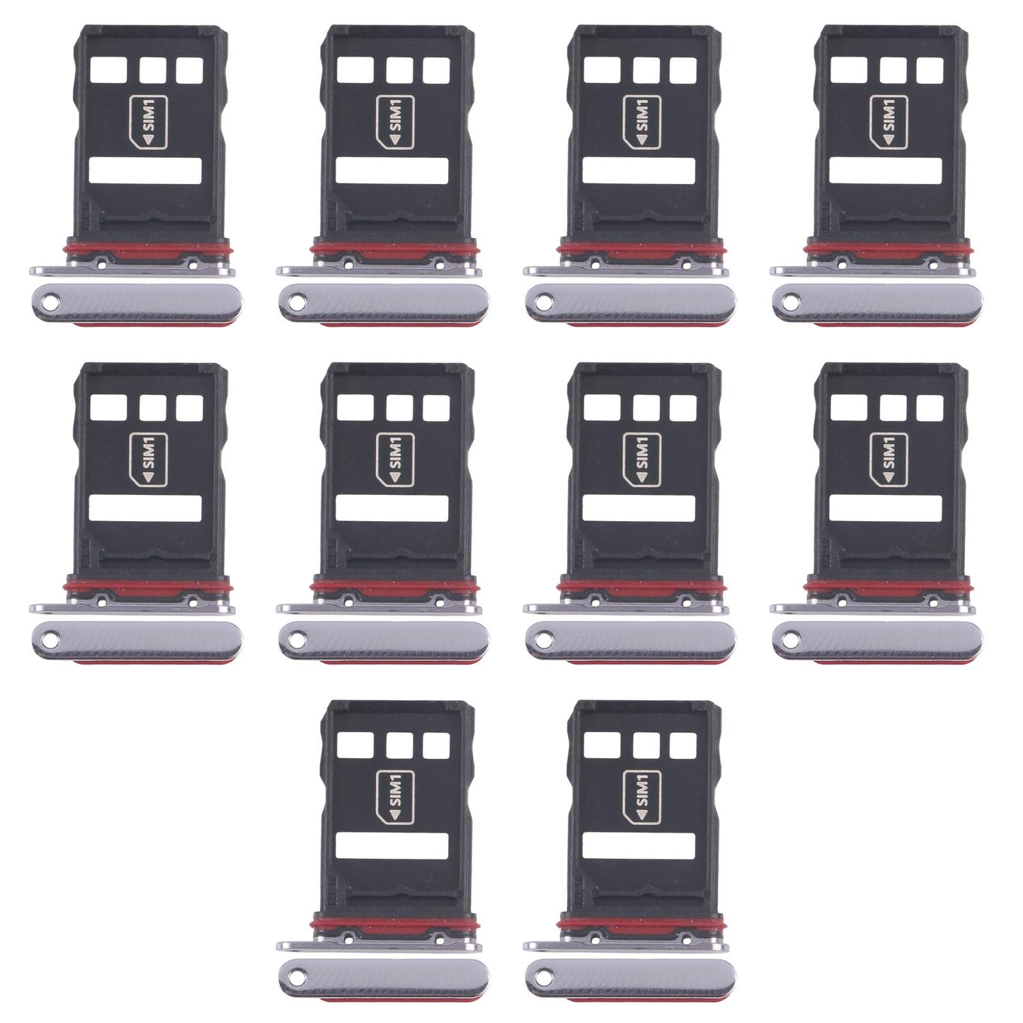 For Huawei P50 Pro 10pcs Original SIM Card Tray + NM Card Tray (Black)