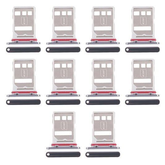 For Huawei Mate 50 10pcs Original SIM Card Tray + NM Card Tray (Black)
