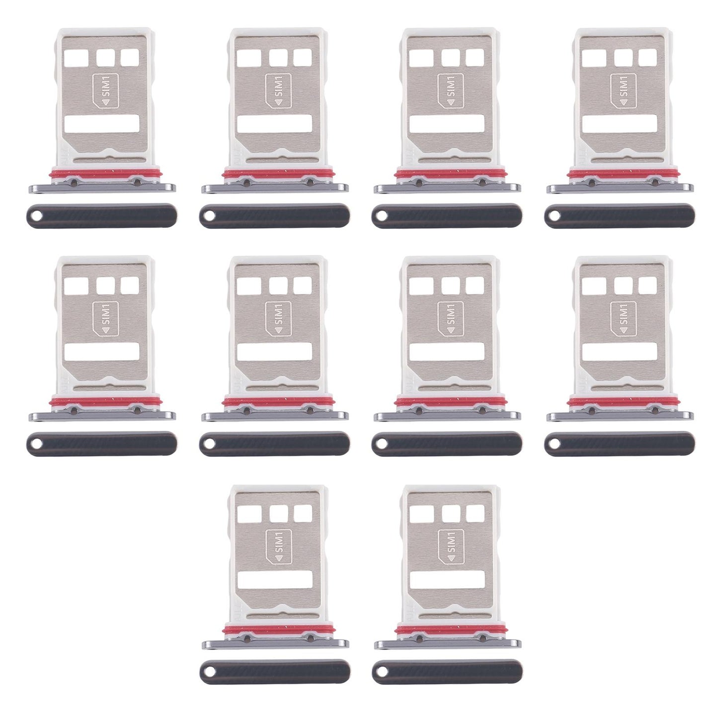 For Huawei Mate 50 10pcs Original SIM Card Tray + NM Card Tray (Black)