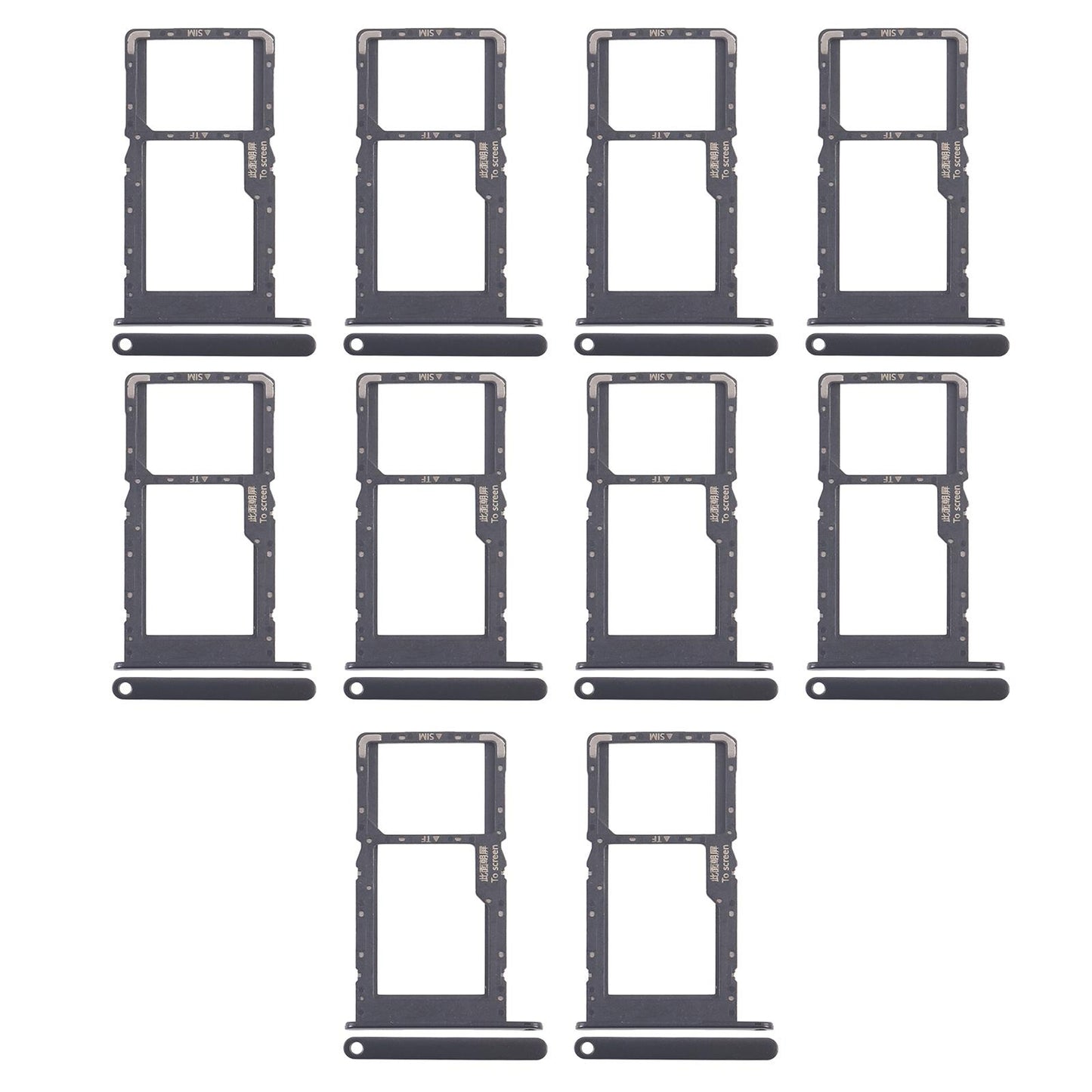 For Huawei Enjoy 60 10pcs Original SIM Card Tray + Micro SD Card Tray (Black)