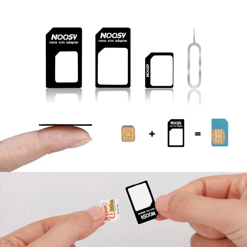 4 in 1 (Nano SIM to Micro SIM Card+ Micro SIM to Standard Card + Nano SIM to Standard Card + Sim Card Tray Holder Eject Pin Key Tool) Kit for iPhone 5 / iPhone 4 & 4S(Black)