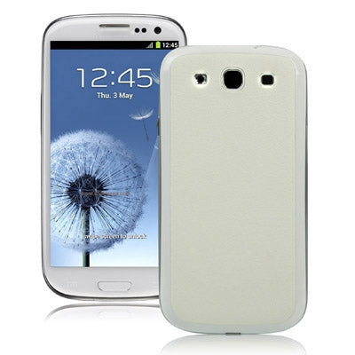 For Galaxy SIII / i9300 Litchi Texture Leather Skin  Battery Cover with White Frame (White)