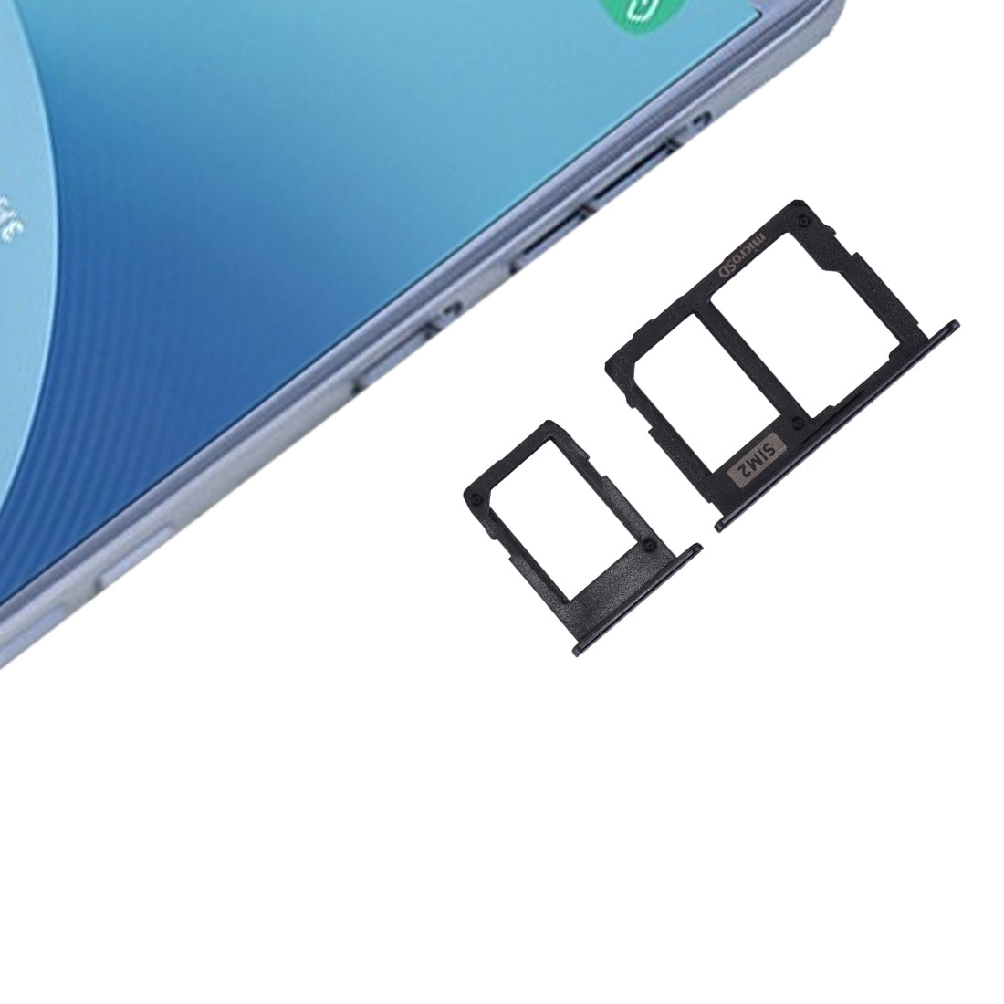 SIM Card Tray + Micro SD Card Tray for Galaxy J3 (2017) Single SIM / J330 & J5 (2017) Single SIM / J530 & J7 (2017) Single SIM / J730 (Black)