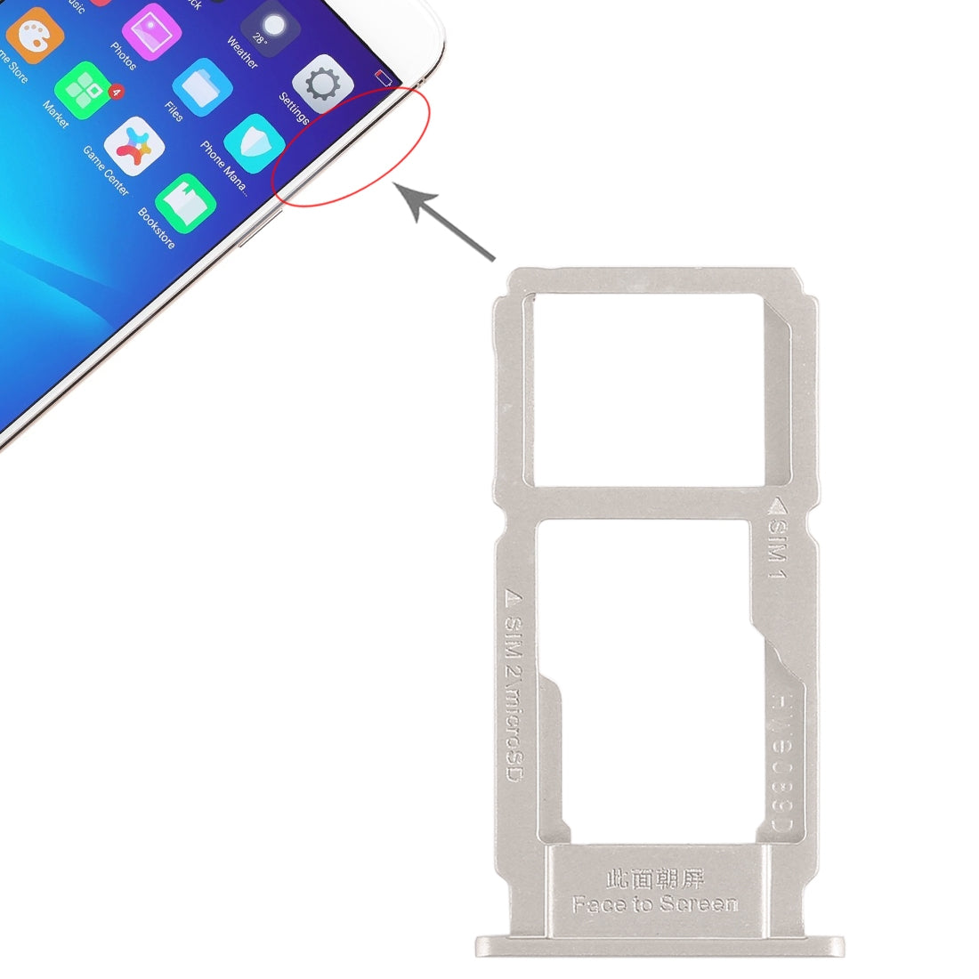 For OPPO R11 SIM Card Tray + SIM Card Tray / Micro SD Card Tray (Silver)