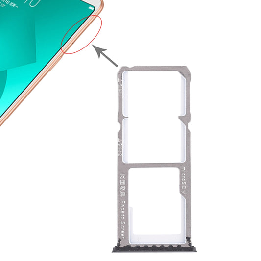 For OPPO A83 2 x SIM Card Tray + Micro SD Card Tray (Black)