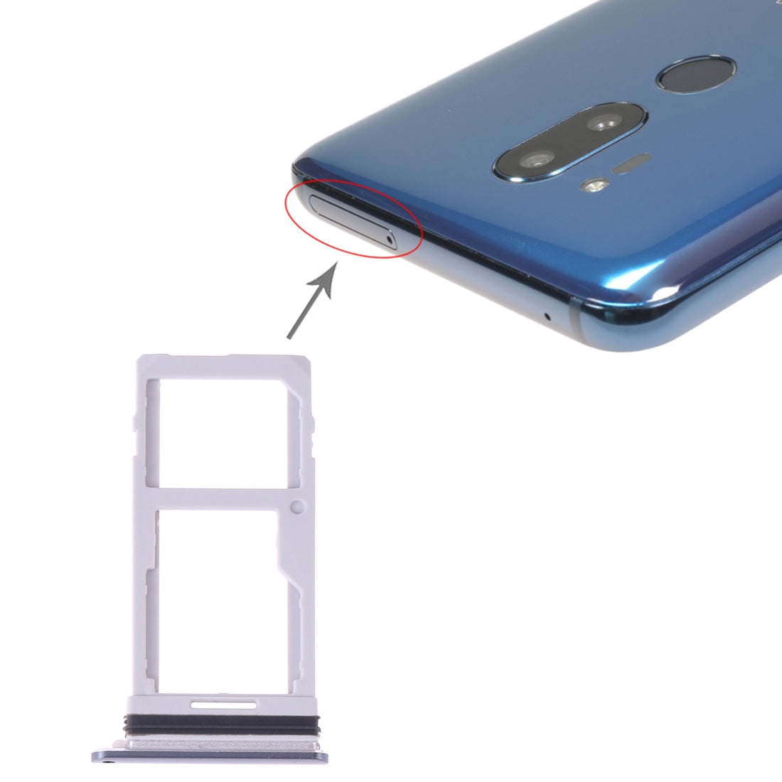 SIM Card Tray + SIM Card Tray / Micro SD Card Tray for LG G7 ThinQ G710 G710EM G710PM G710VMP G710ULM (Silver)