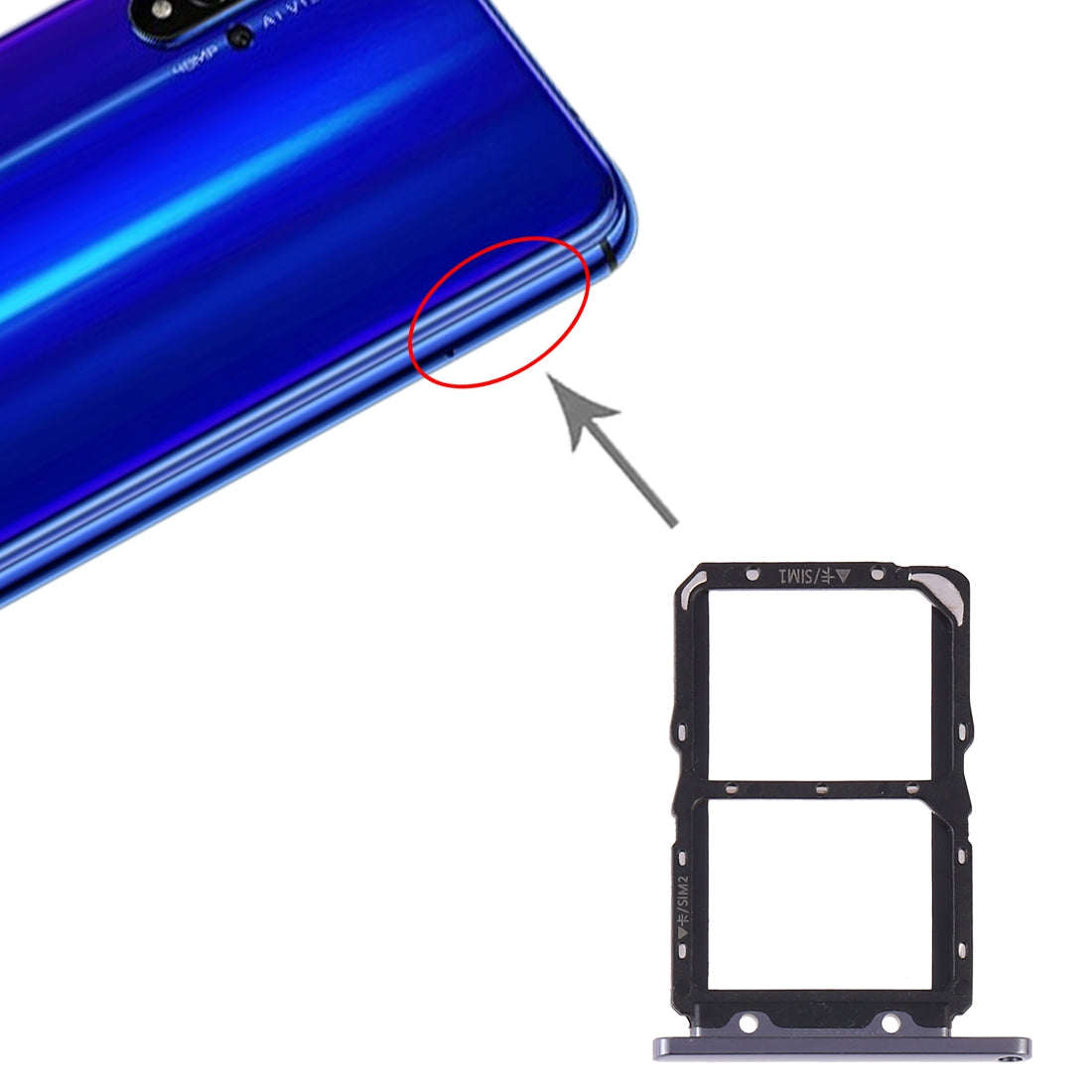 SIM Card Tray + SIM Card Tray for Huawei Honor 20 (Black)