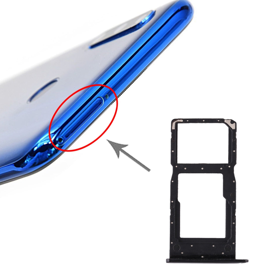 SIM Card Tray + SIM Card Tray / Micro SD Card Tray for Huawei Honor 20i (Black)