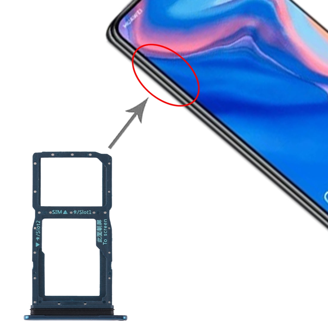 SIM Card Tray + SIM Card Tray / Micro SD Card Tray for Huawei P Smart Z / Y9 Prime (2019) (Green)
