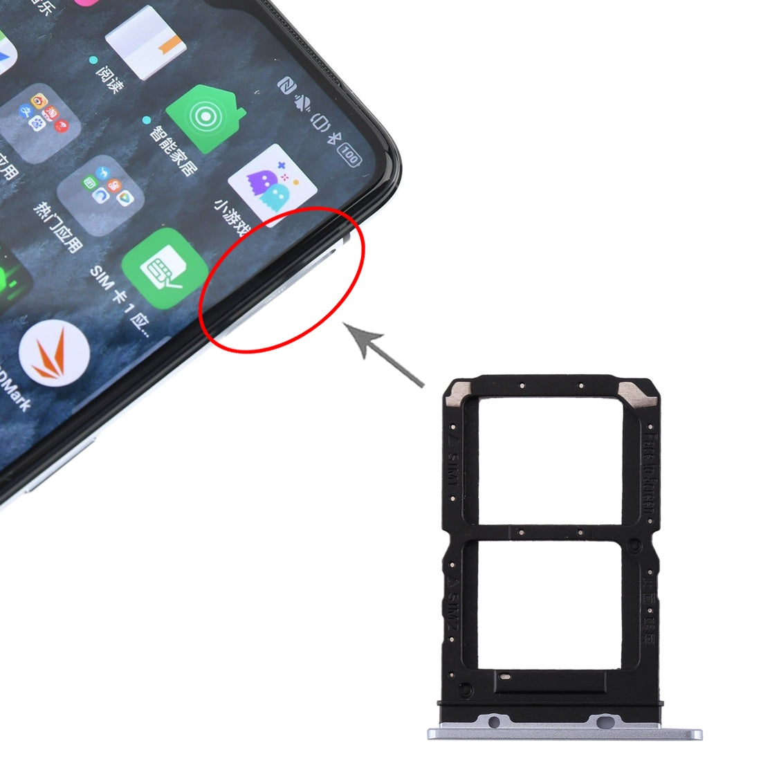 For Realme X2 Pro SIM Card Tray + SIM Card Tray (Silver)