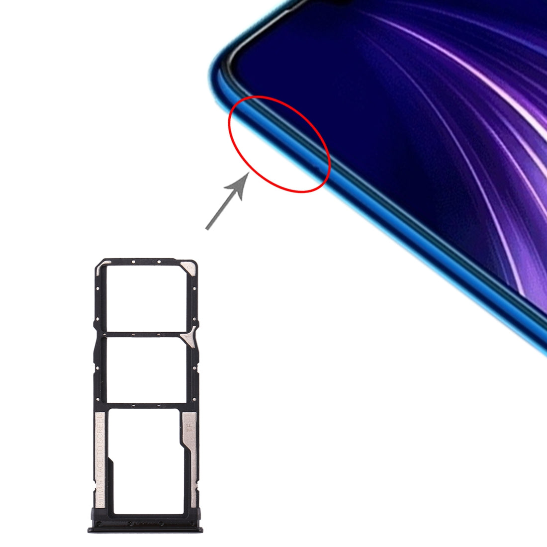 SIM Card Tray + SIM Card Tray + Micro SD Card Tray for Xiaomi Redmi Note 8 (Black)