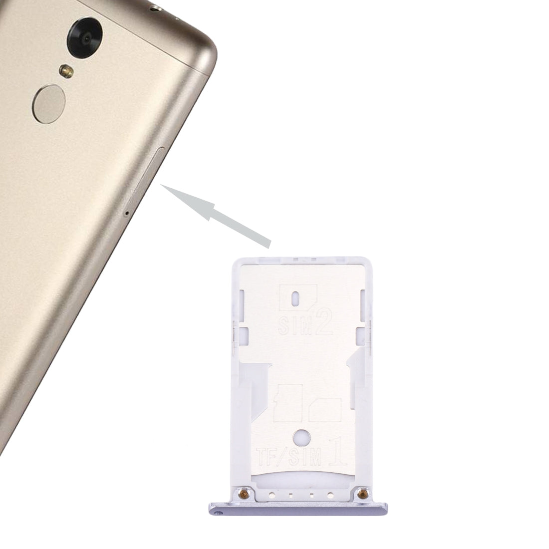 For Xiaomi Redmi Note 3 (Qualcomm Version) SIM & SIM / TF Card Tray(Grey)