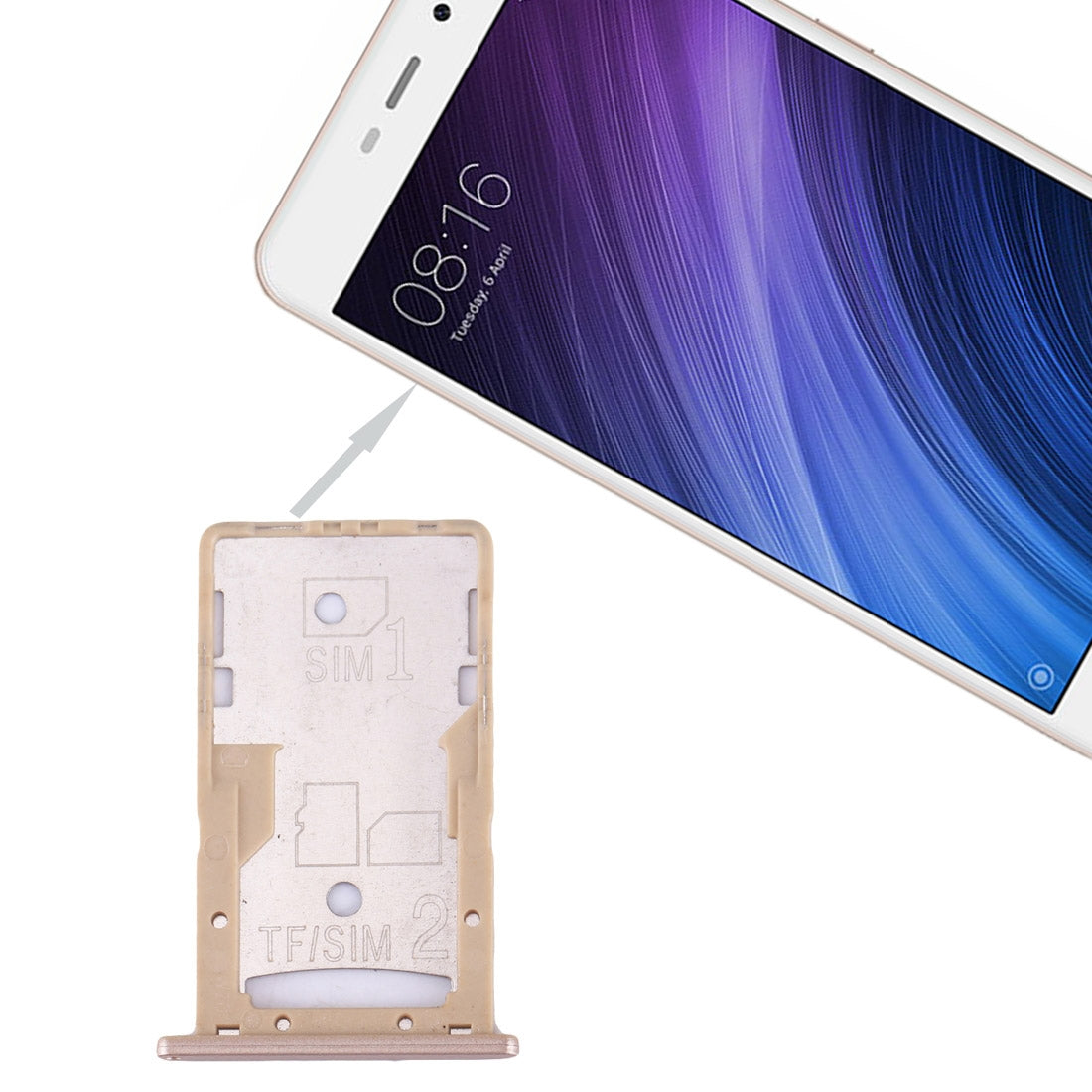 For Xiaomi Redmi 4A SIM & SIM / TF Card Tray(Gold)