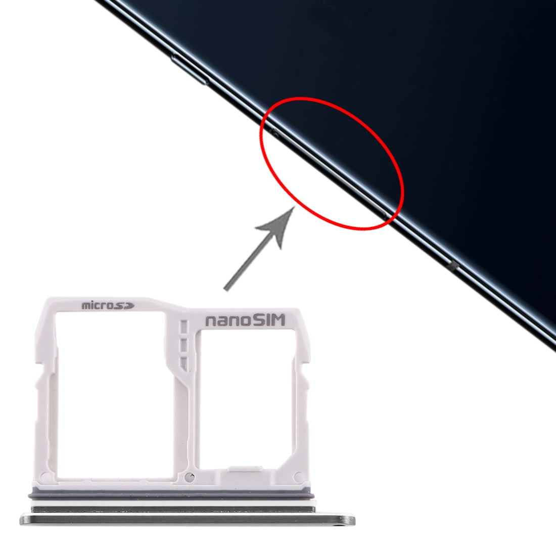 SIM Card Tray + Micro SD Card Tray for LG V40 ThinQ (Silver)