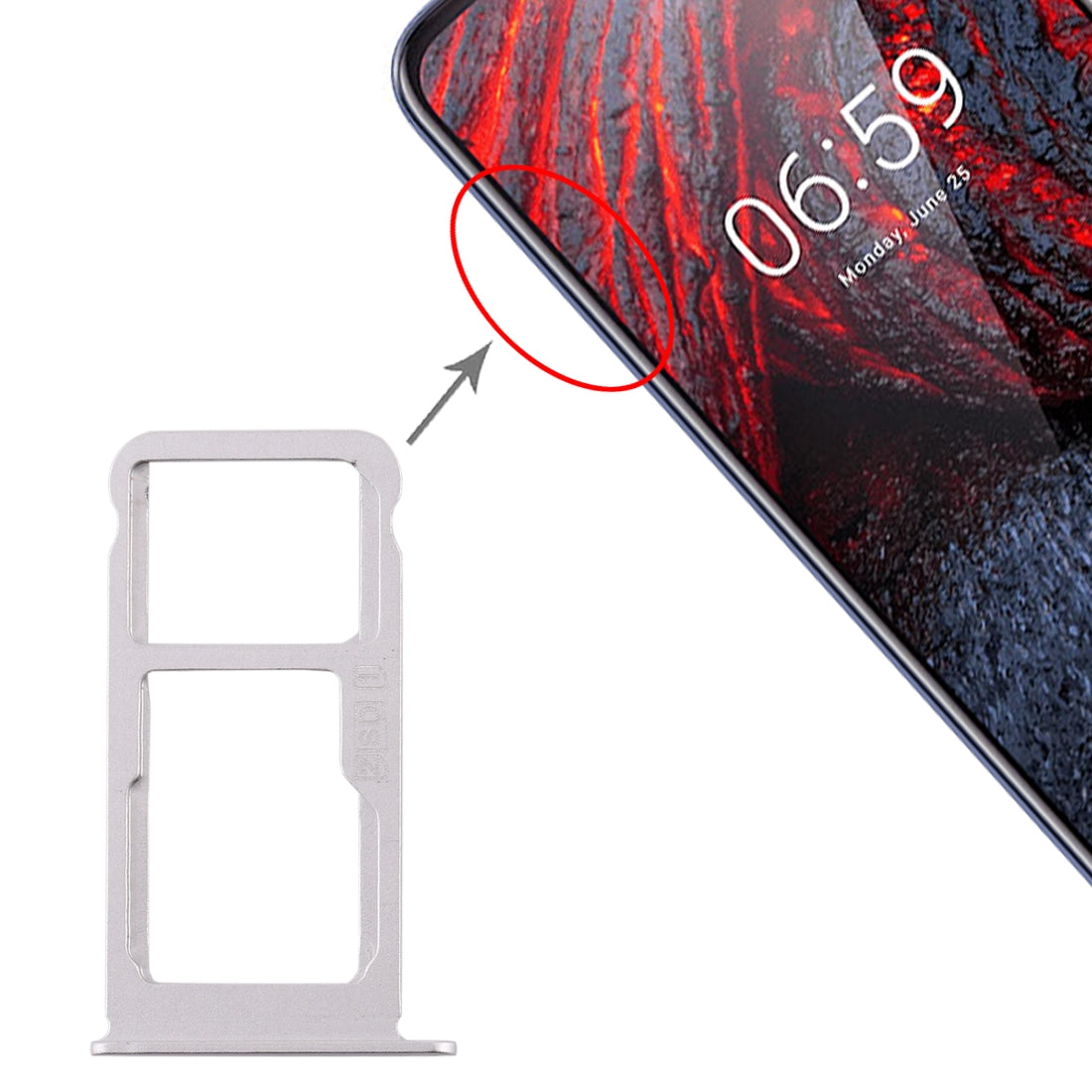 SIM Card Tray + SIM Card Tray / Micro SD Card Tray for Nokia X6 (2018) / TA-1099 / 6.1 Plus (White)