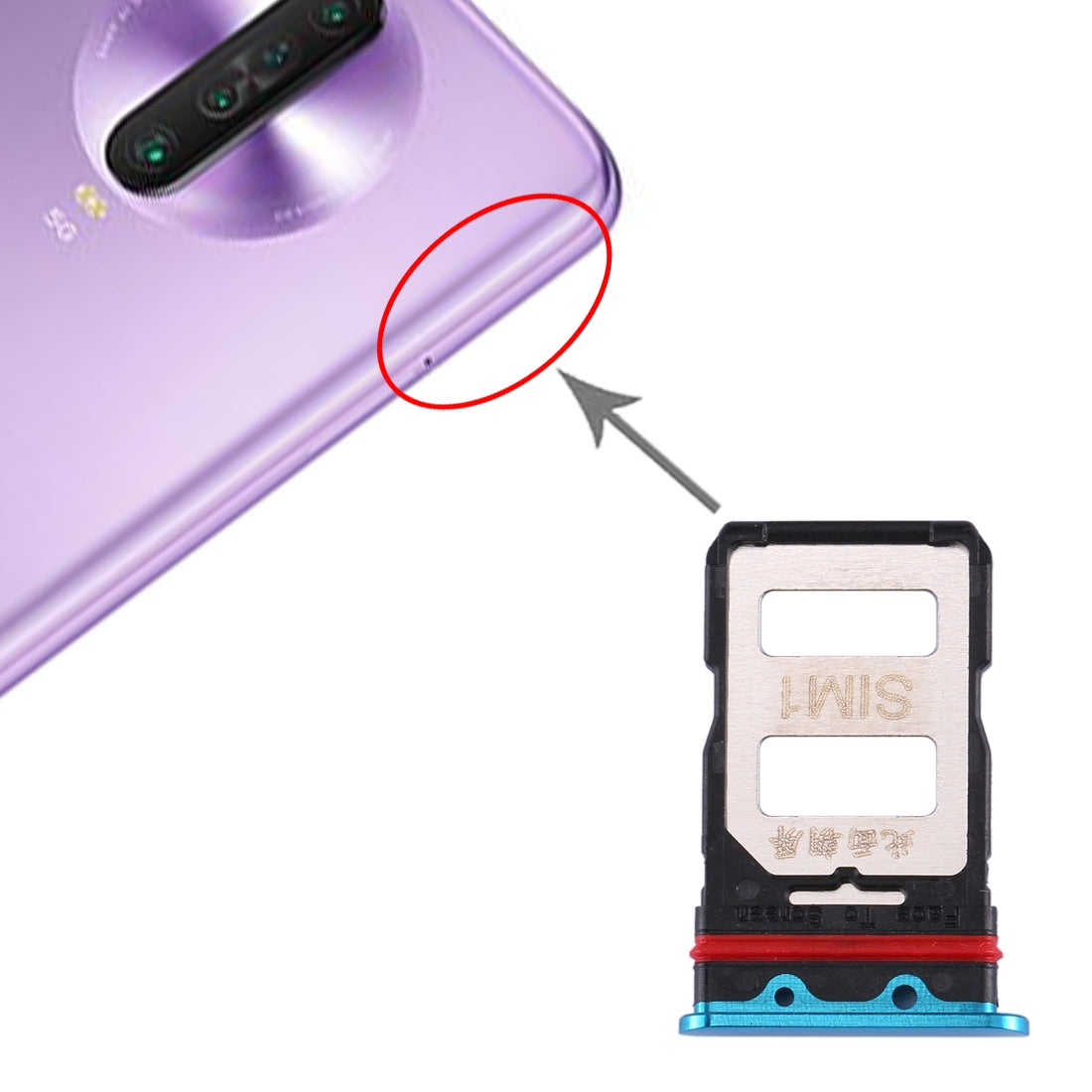 SIM Card Tray + SIM Card Tray for Xiaomi Redmi K30 Pro(Blue)