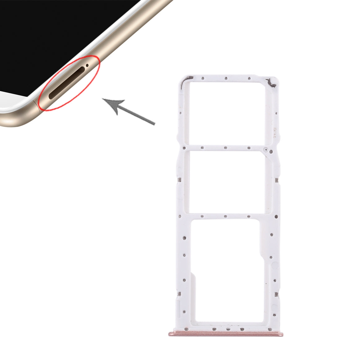 2 SIM Card Tray + Micro SD Card Tray for Huawei Enjoy 8 Plus(Pink)
